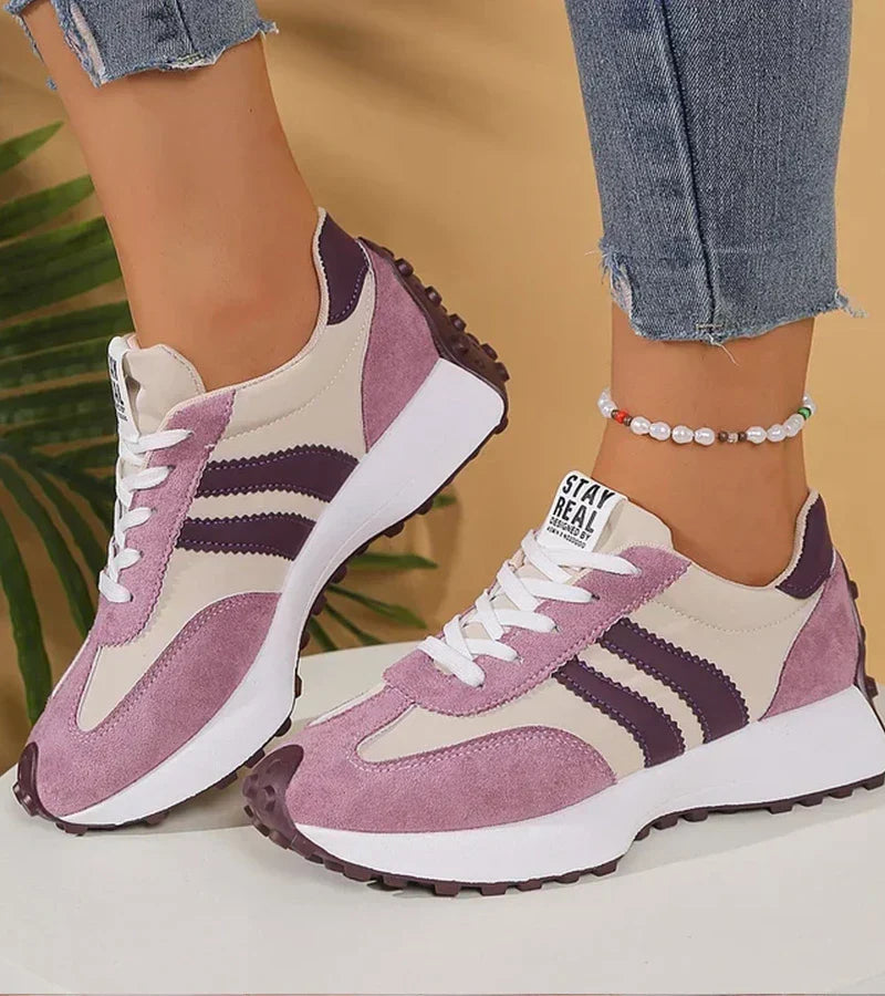 Image of Kay | Women's Striped Lace-Up Athletic Sneakers