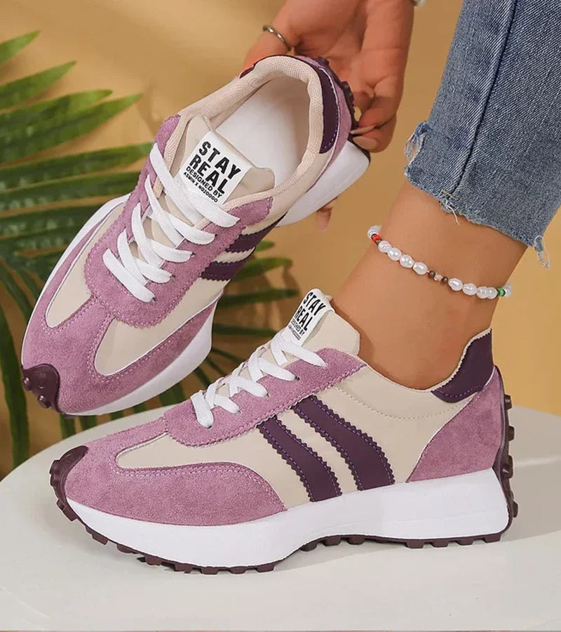Image of Kay | Women's Striped Lace-Up Athletic Sneakers