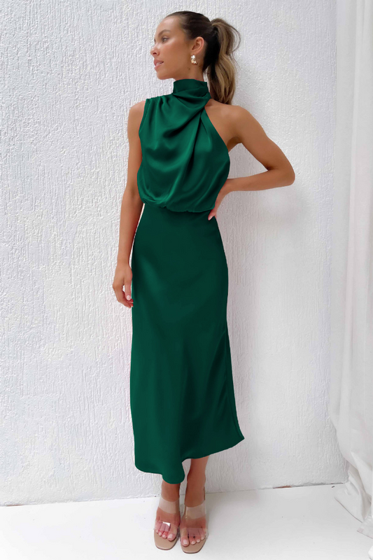 Image of Keira | Women's Sleeveless High Neck Midi Dress