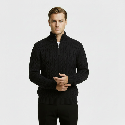 Image of Keith | Men's Quarter-Zip Cable Knit Sweater