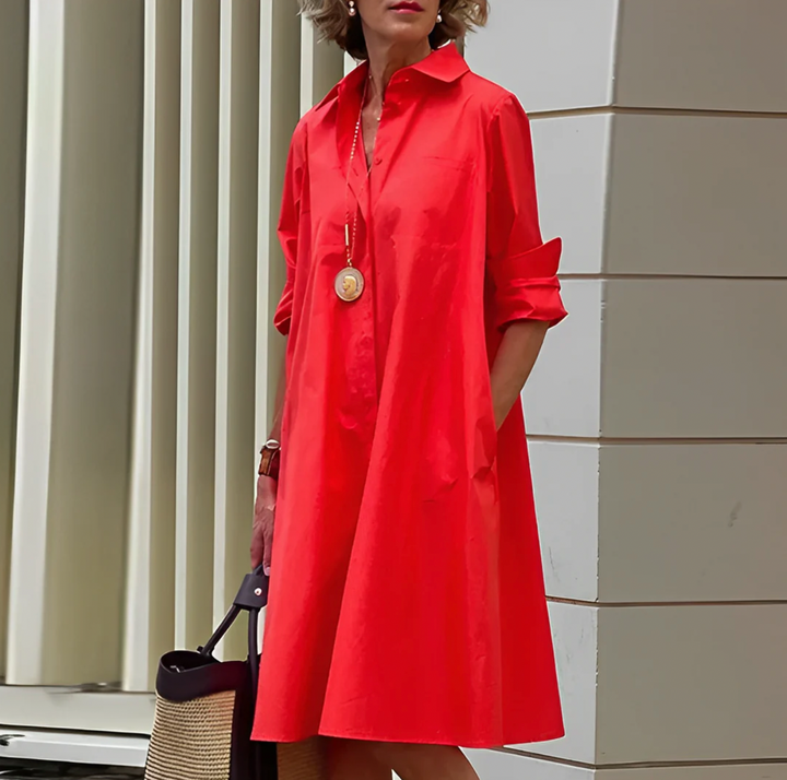 Image of Kelly | Women's Button-Down A-Line Midi Dress