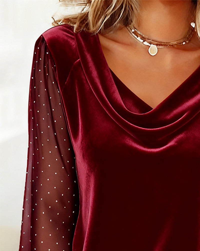 Image of Kelsey | Women's Long Sleeve Sheer Sleeve Blouse