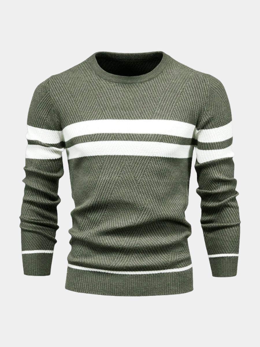 Image of Ken | Men's Striped Crew Neck Sweater