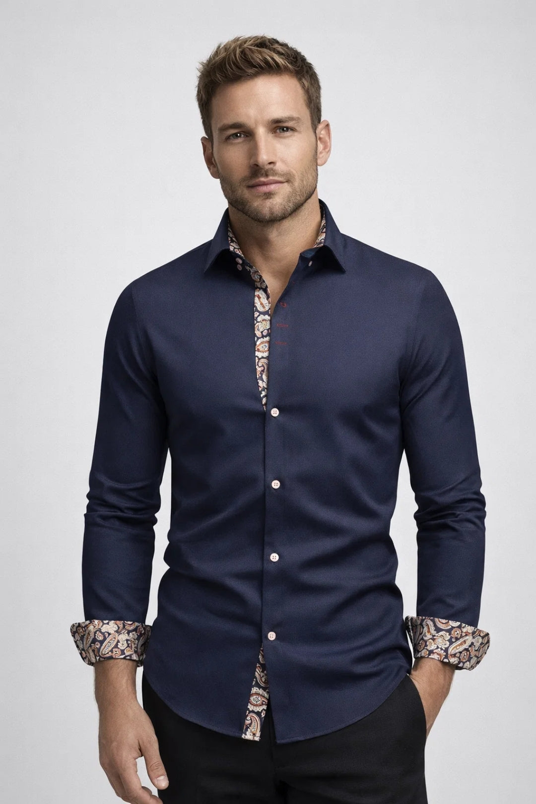 Image of Kendall | Men's Long Sleeve Button-Up Dress Shirt