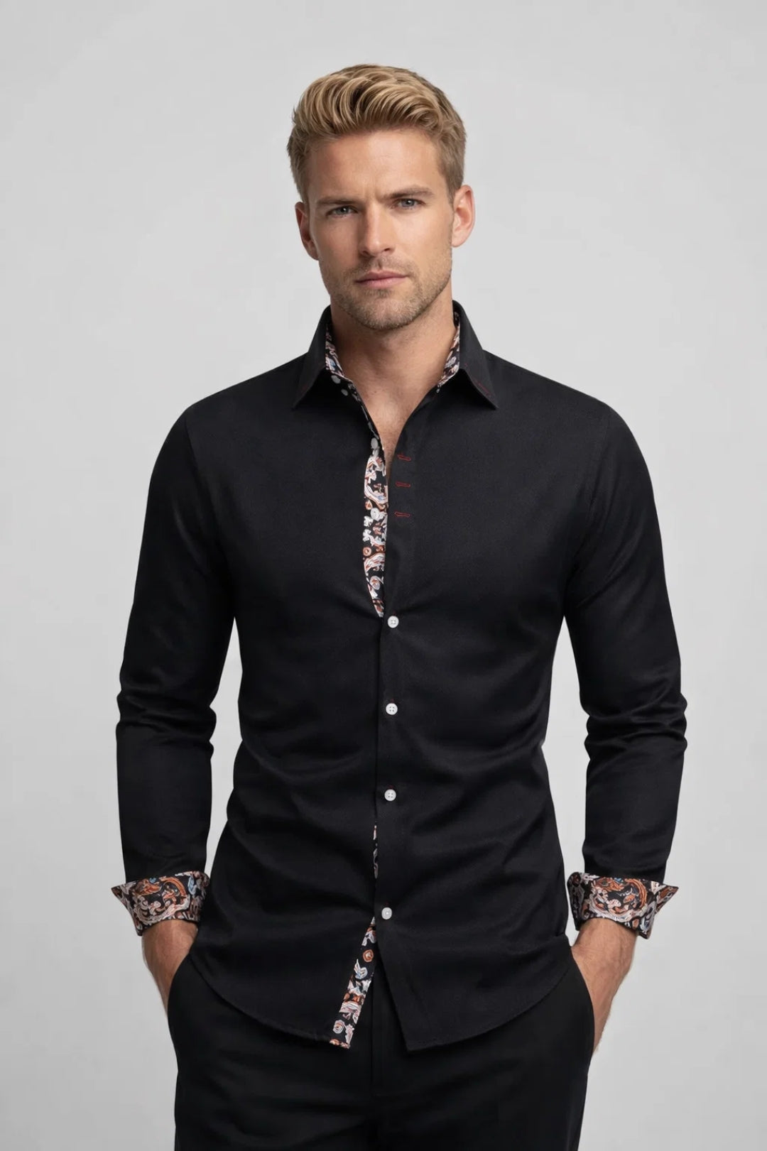 Image of Kendall | Men's Long Sleeve Button-Up Dress Shirt