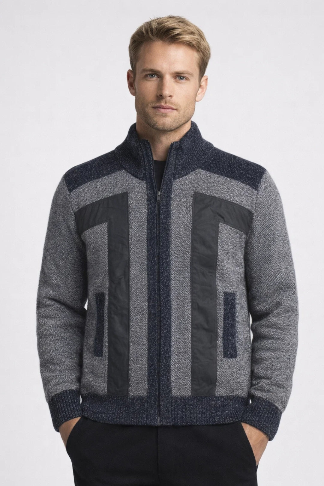 Image of Kennedy | Men's Full Zip Color Block Cardigan