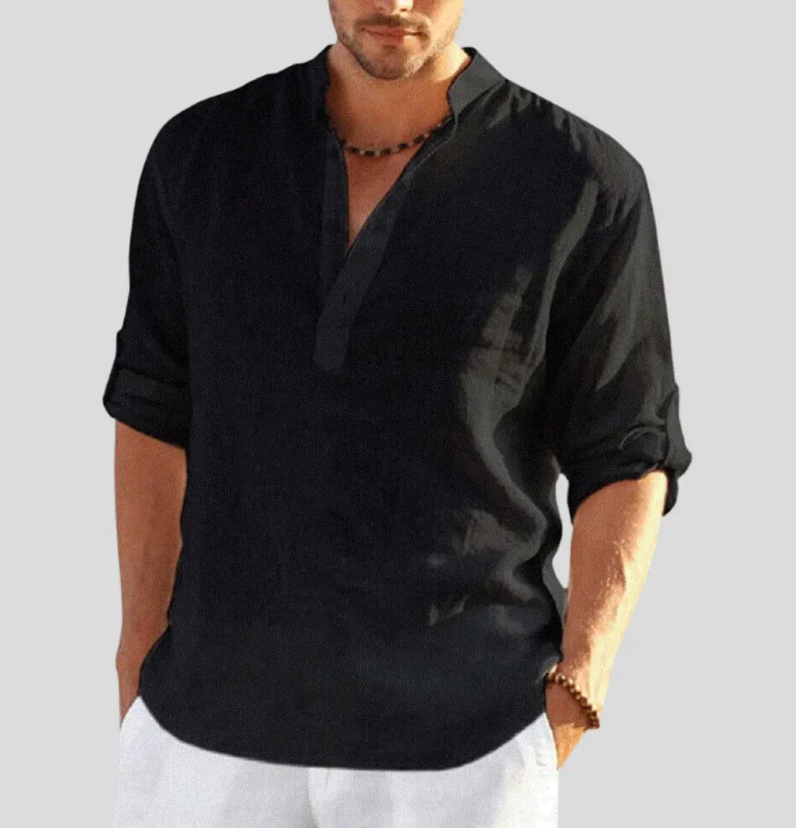 Image of Kennedy | Men's Long Sleeve Casual Henley Shirt