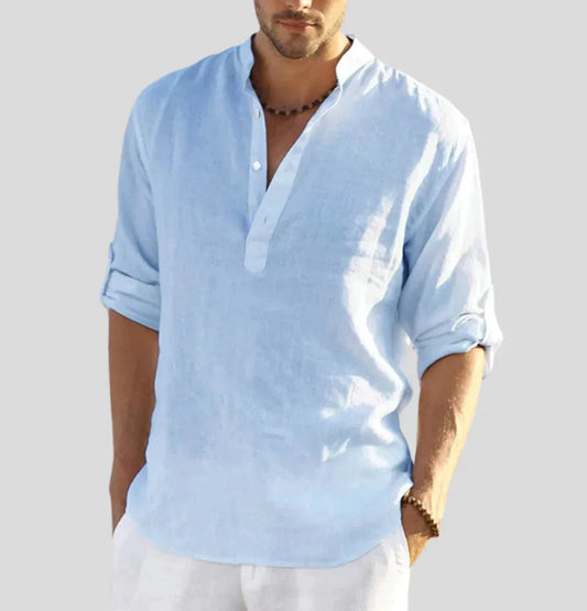 Image of Kennedy | Men's Long Sleeve Casual Henley Shirt