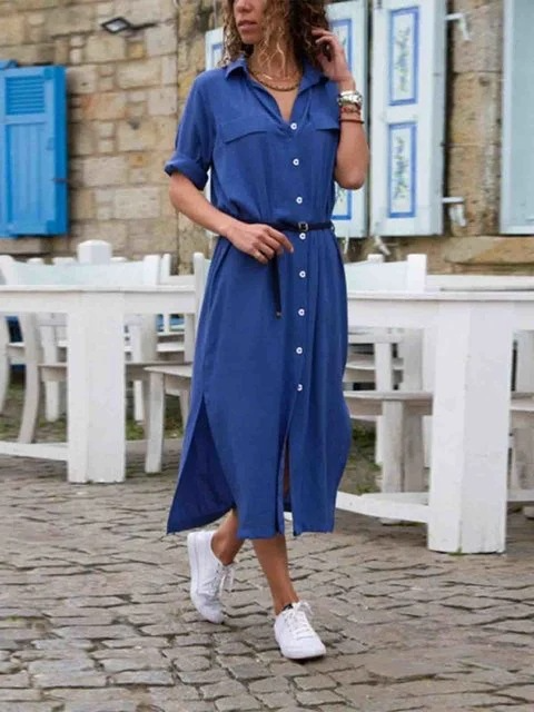 Image of Krista | Women's Button-Down Midi Shirt Dress