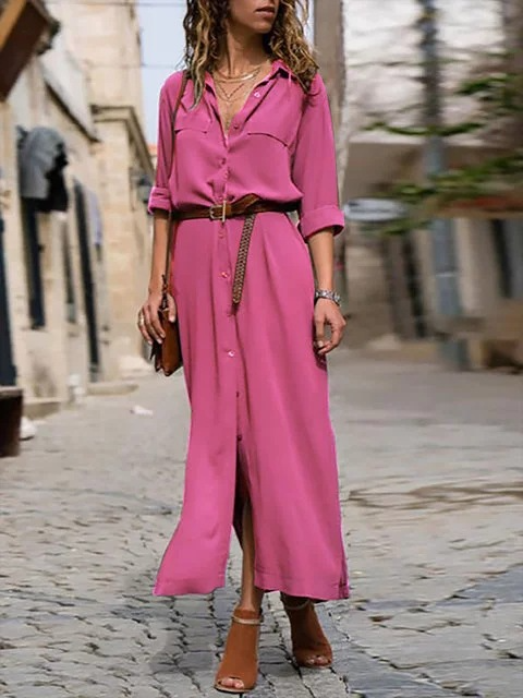 Image of Krista | Women's Button-Down Midi Shirt Dress