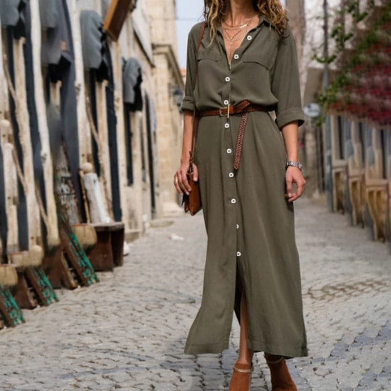 Image of Krista | Women's Button-Down Midi Shirt Dress