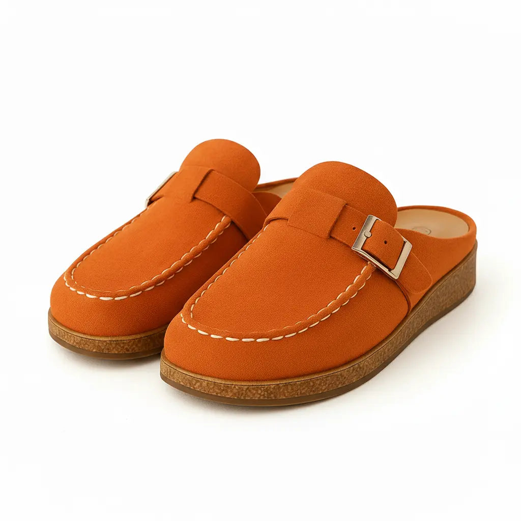 Image of Kristin | Women's Slip-On Mules with Buckle Detail