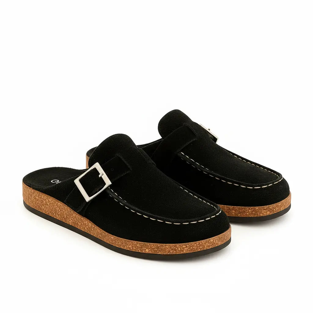 Image of Kristin | Women's Slip-On Mules with Buckle Detail