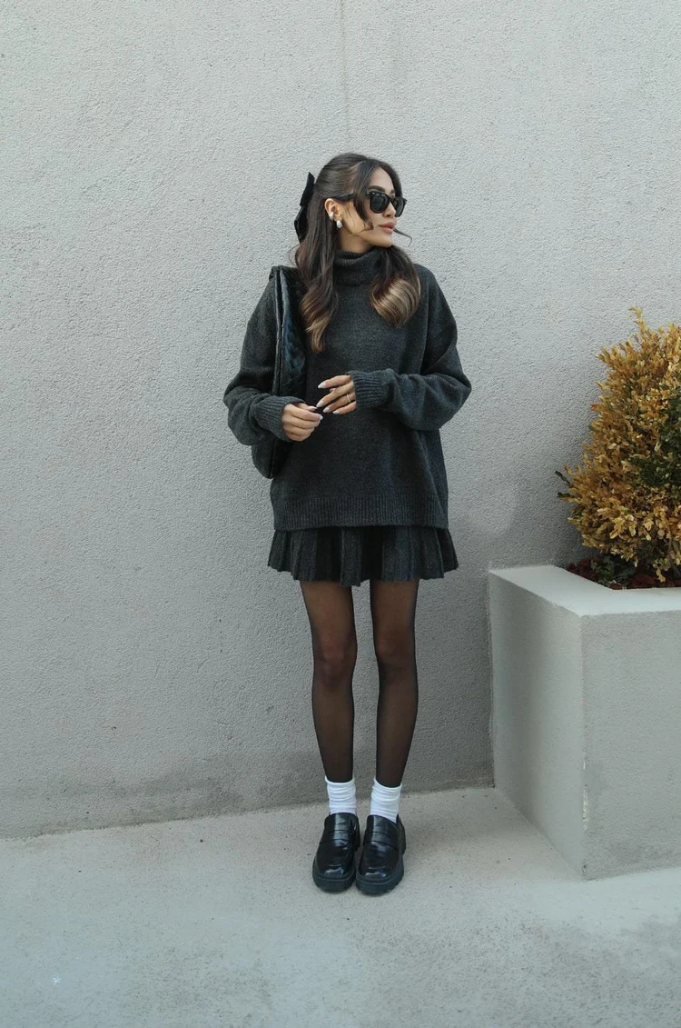 Image of Leah | Women's Oversized Turtleneck Sweater Skirt Set