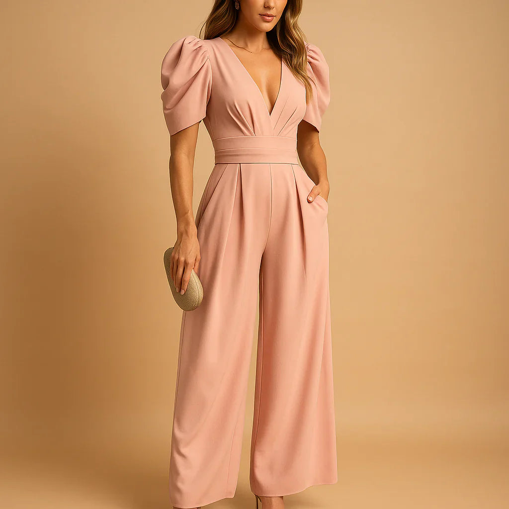 Image of Leanne | Women's Puff Sleeve Maxi Jumpsuit