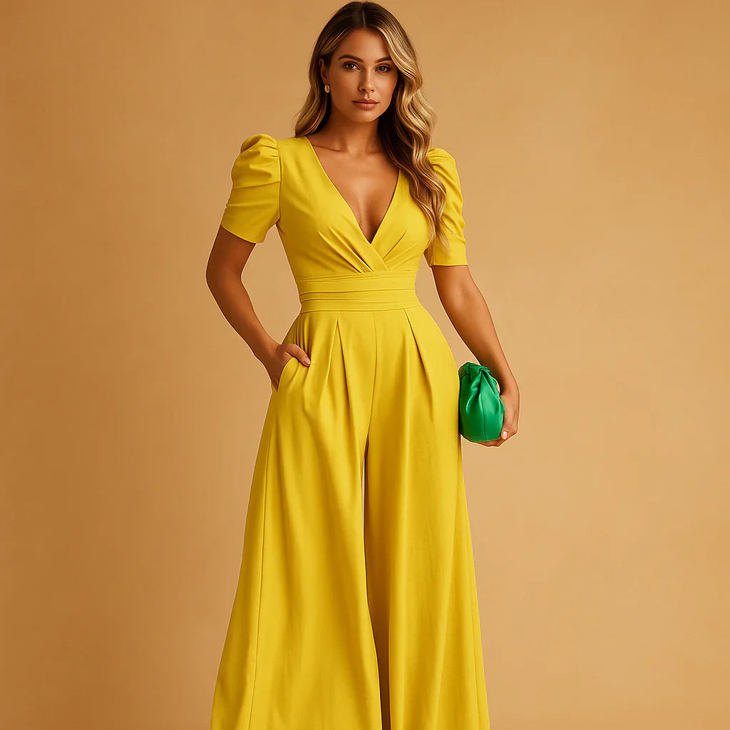 Image of Leanne | Women's Puff Sleeve Maxi Jumpsuit