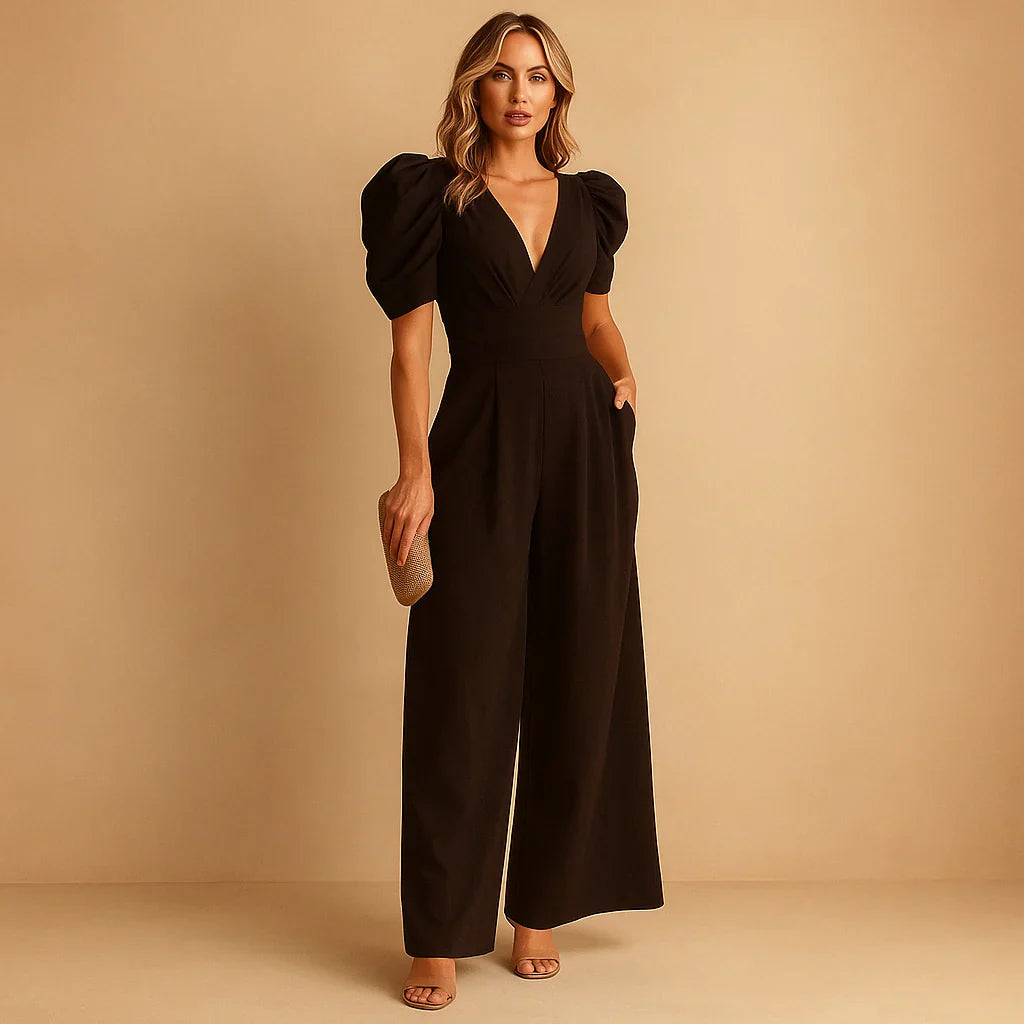 Image of Leanne | Women's Puff Sleeve Maxi Jumpsuit