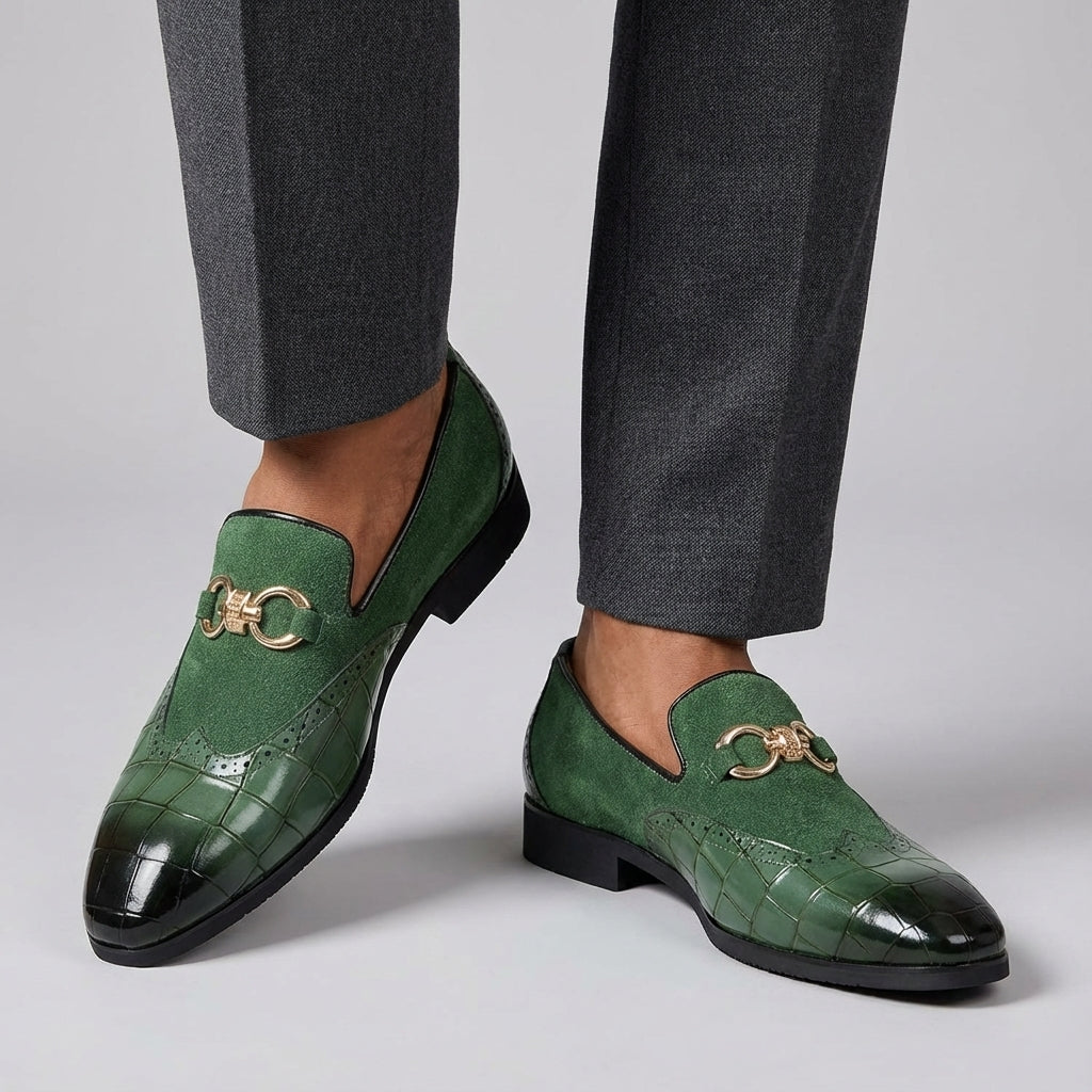 Image of Leonard | Men's Slip-On Alligator Embossed Dress Loafers