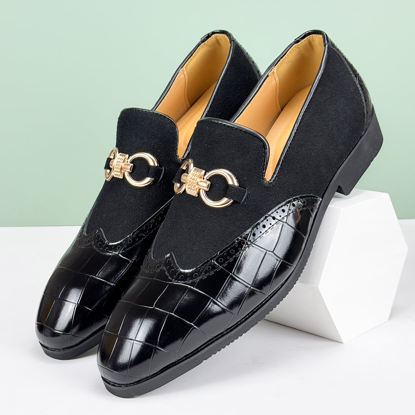 Image of Leonard | Men's Slip-On Alligator Embossed Dress Loafers