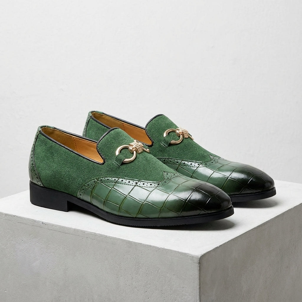 Image of Leonard | Men's Slip-On Alligator Embossed Dress Loafers