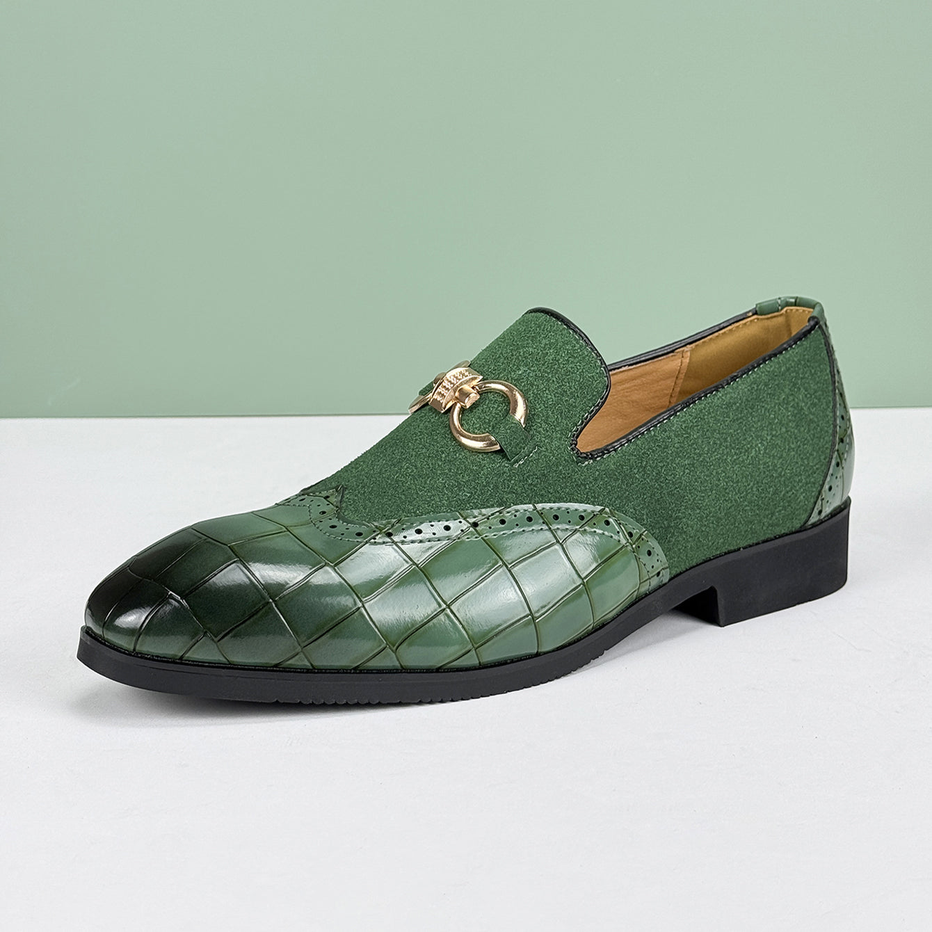 Image of Leonard | Men's Slip-On Alligator Embossed Dress Loafers