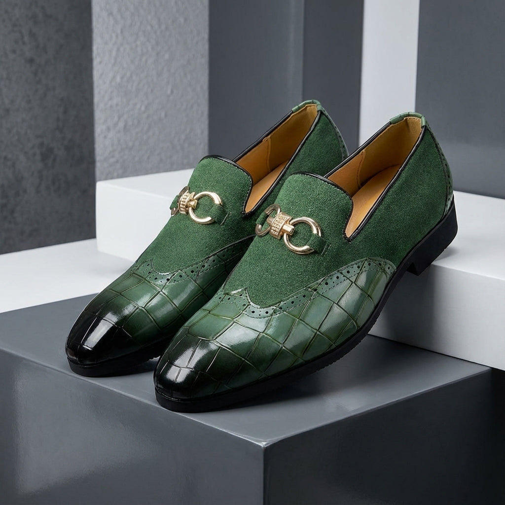 Image of Leonard | Men's Slip-On Alligator Embossed Dress Loafers
