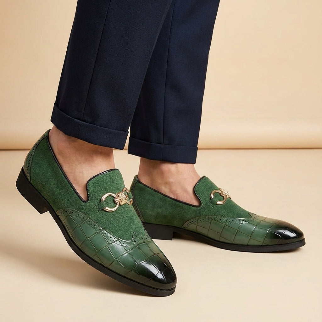 Image of Leonard | Men's Slip-On Alligator Embossed Dress Loafers