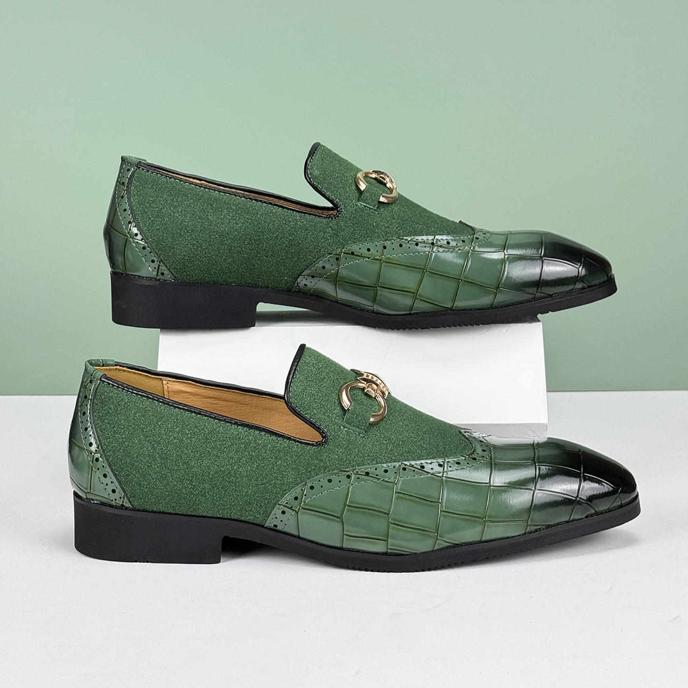 Image of Leonard | Men's Slip-On Alligator Embossed Dress Loafers