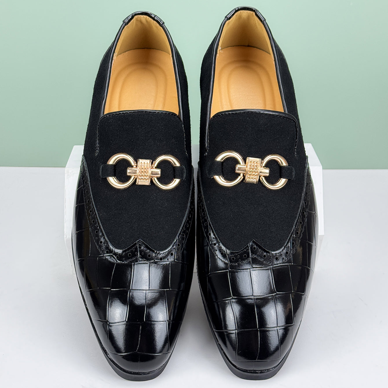 Image of Leonard | Men's Slip-On Alligator Embossed Dress Loafers