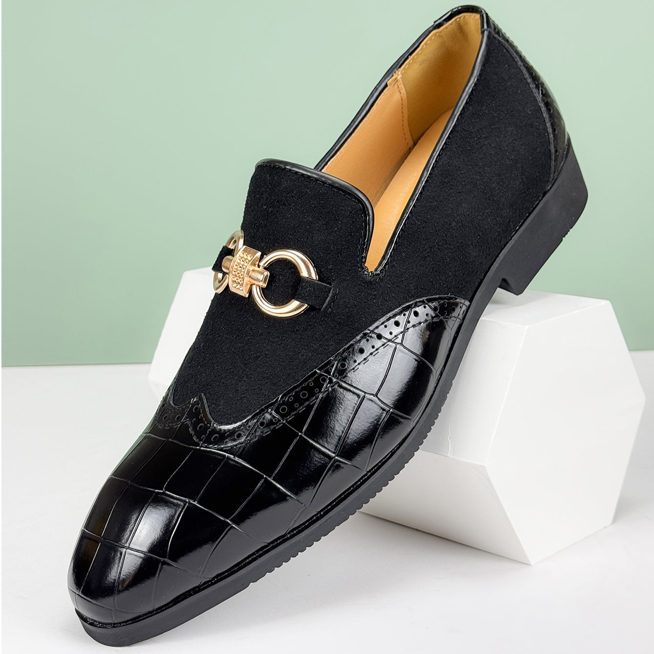 Image of Leonard | Men's Slip-On Alligator Embossed Dress Loafers
