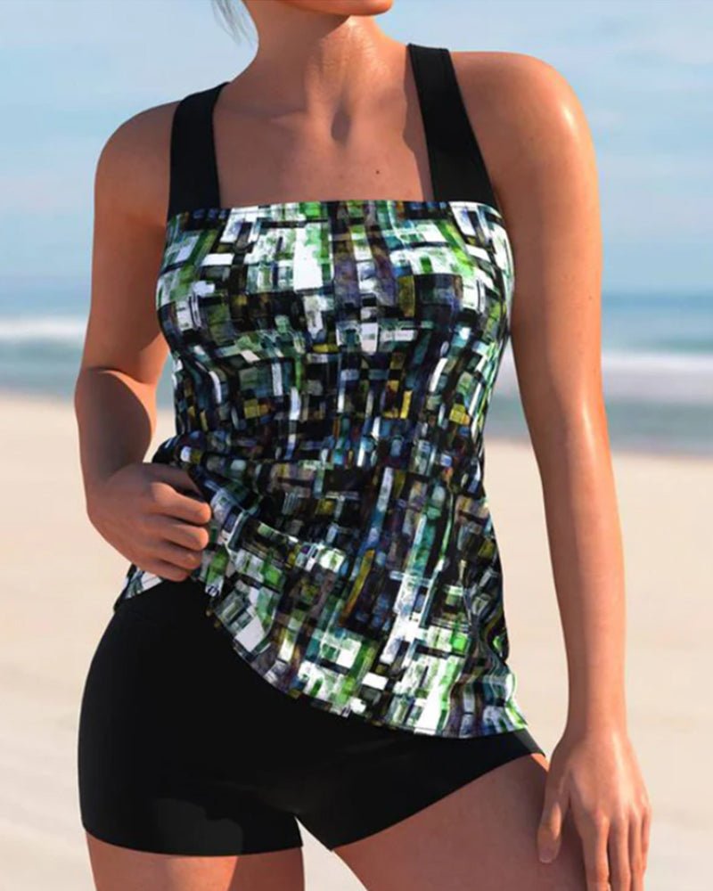 Image of Lexi | Women's Square Neck Printed Tankini Swimsuit