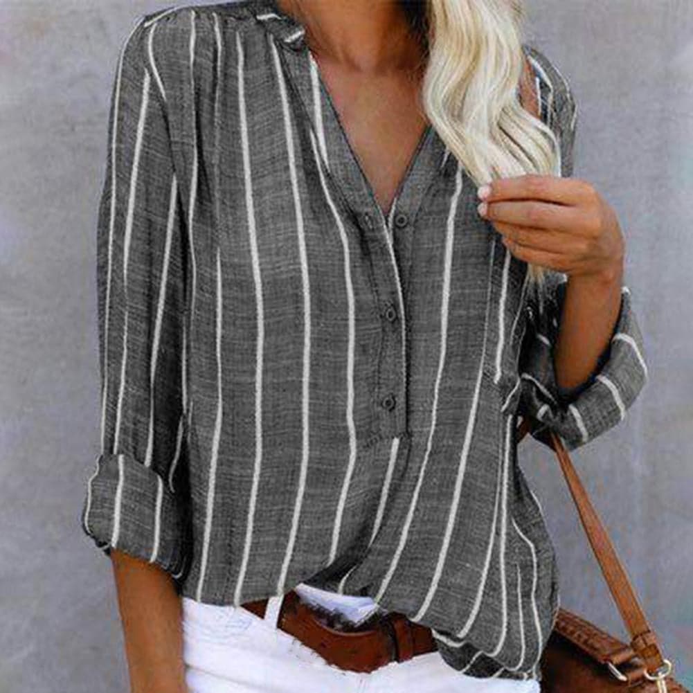 Image of Linda | Women's Striped V-Neck Blouse