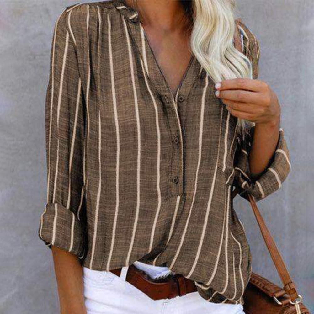 Image of Linda | Women's Striped V-Neck Blouse