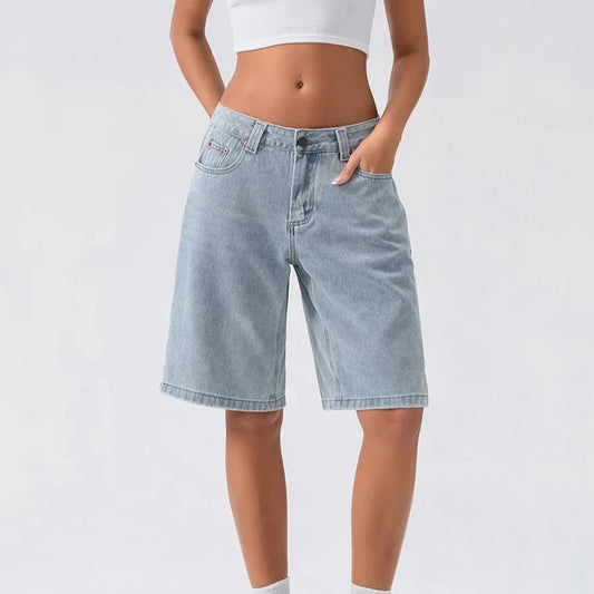 Image of Lisa | Women's High Rise Denim Bermuda Shorts