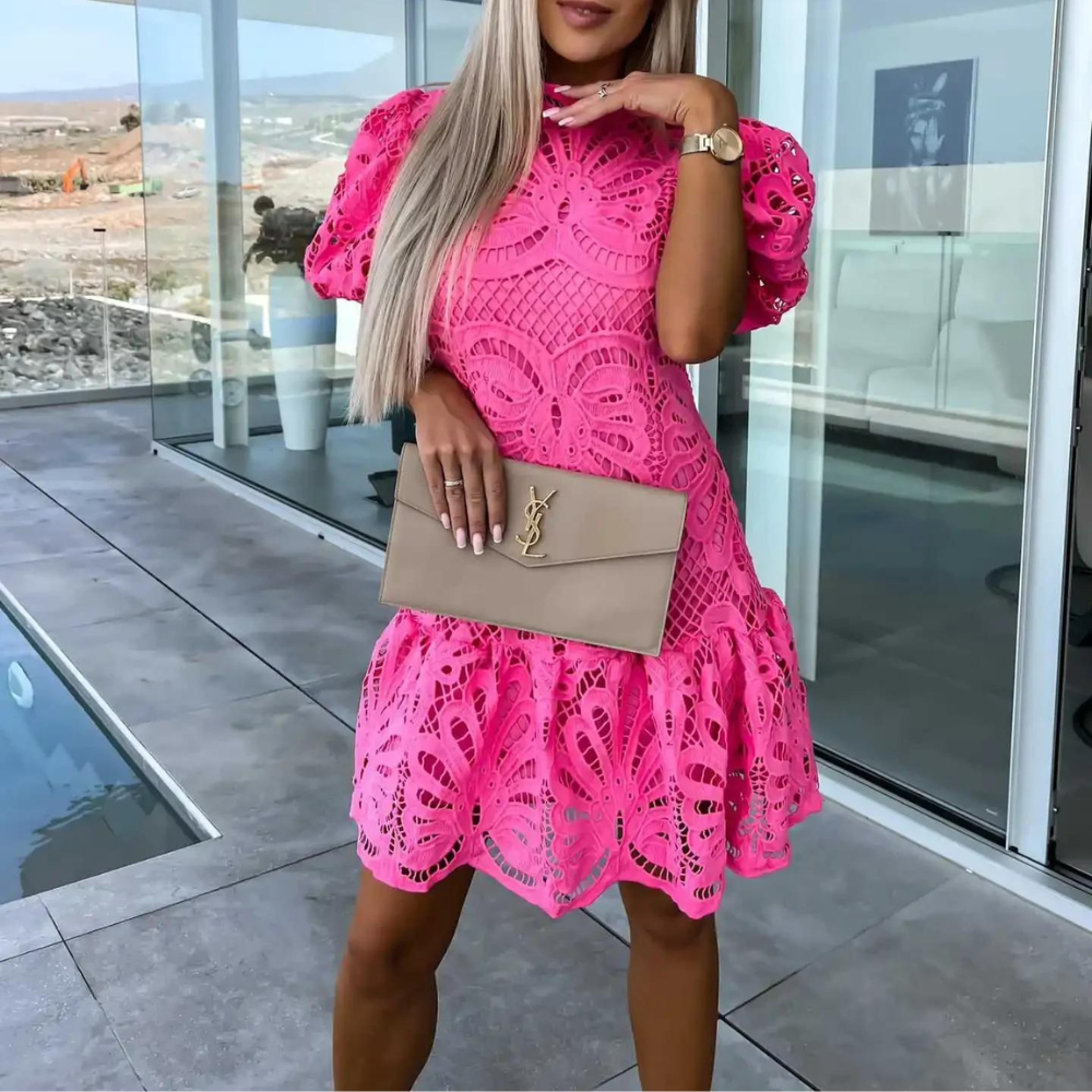 Image of Lola | Women's Puff Sleeve Fit & Flare Mini Dress