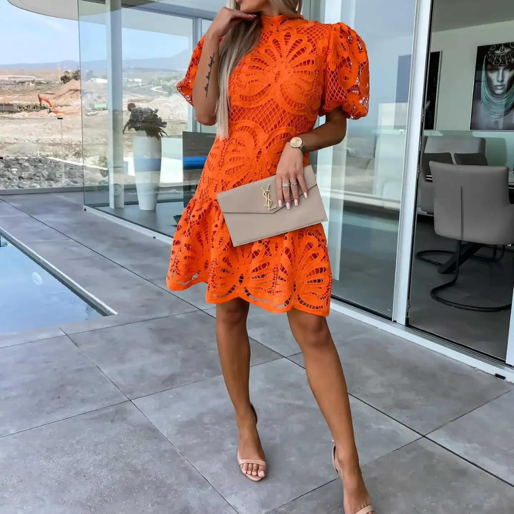 Image of Lola | Women's Puff Sleeve Fit & Flare Mini Dress