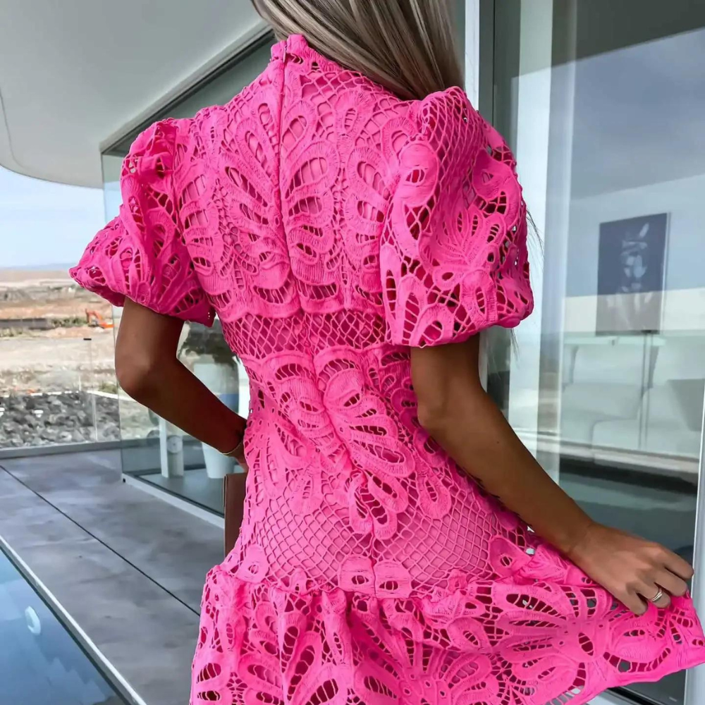 Image of Lola | Women's Puff Sleeve Fit & Flare Mini Dress