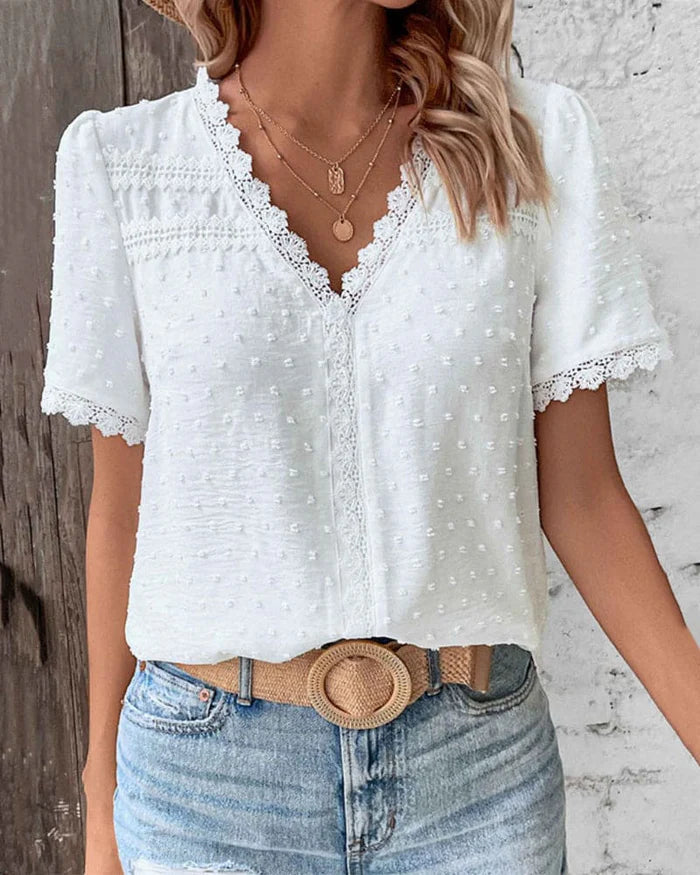 Image of Lucille | Women's Lace V-Neck Blouse