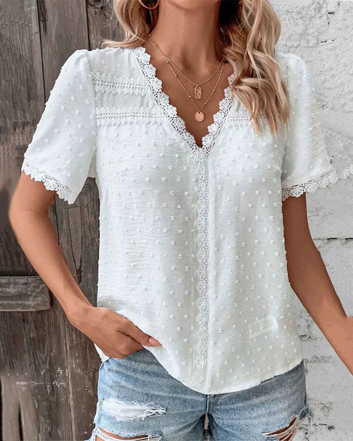 Image of Lucille | Women's Lace V-Neck Blouse