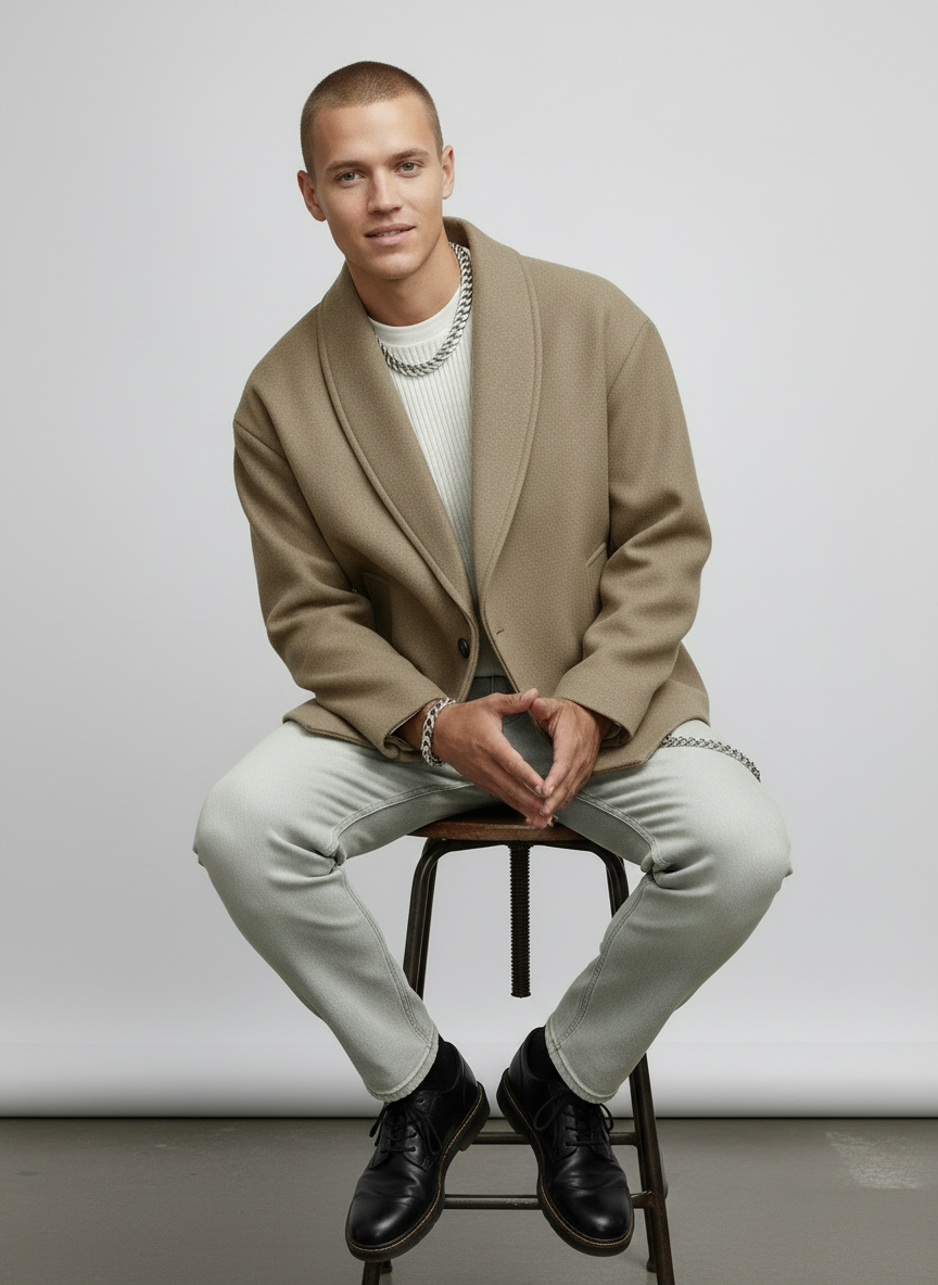 Image of Luke | Men's Shawl Collar Short Jacket