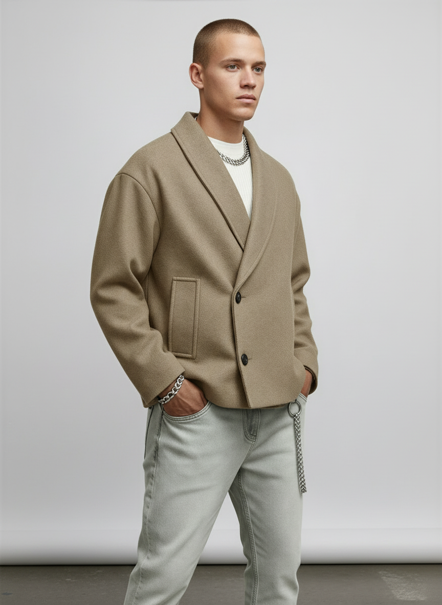 Image of Luke | Men's Shawl Collar Short Jacket