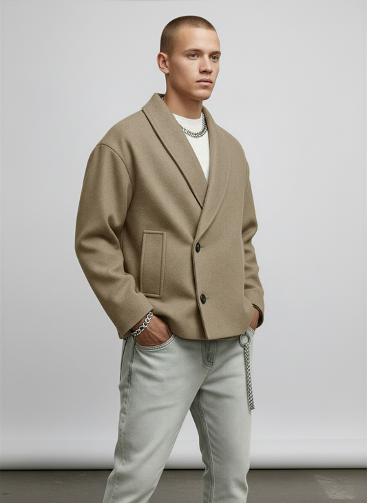 Image of Luke | Men's Shawl Collar Short Jacket