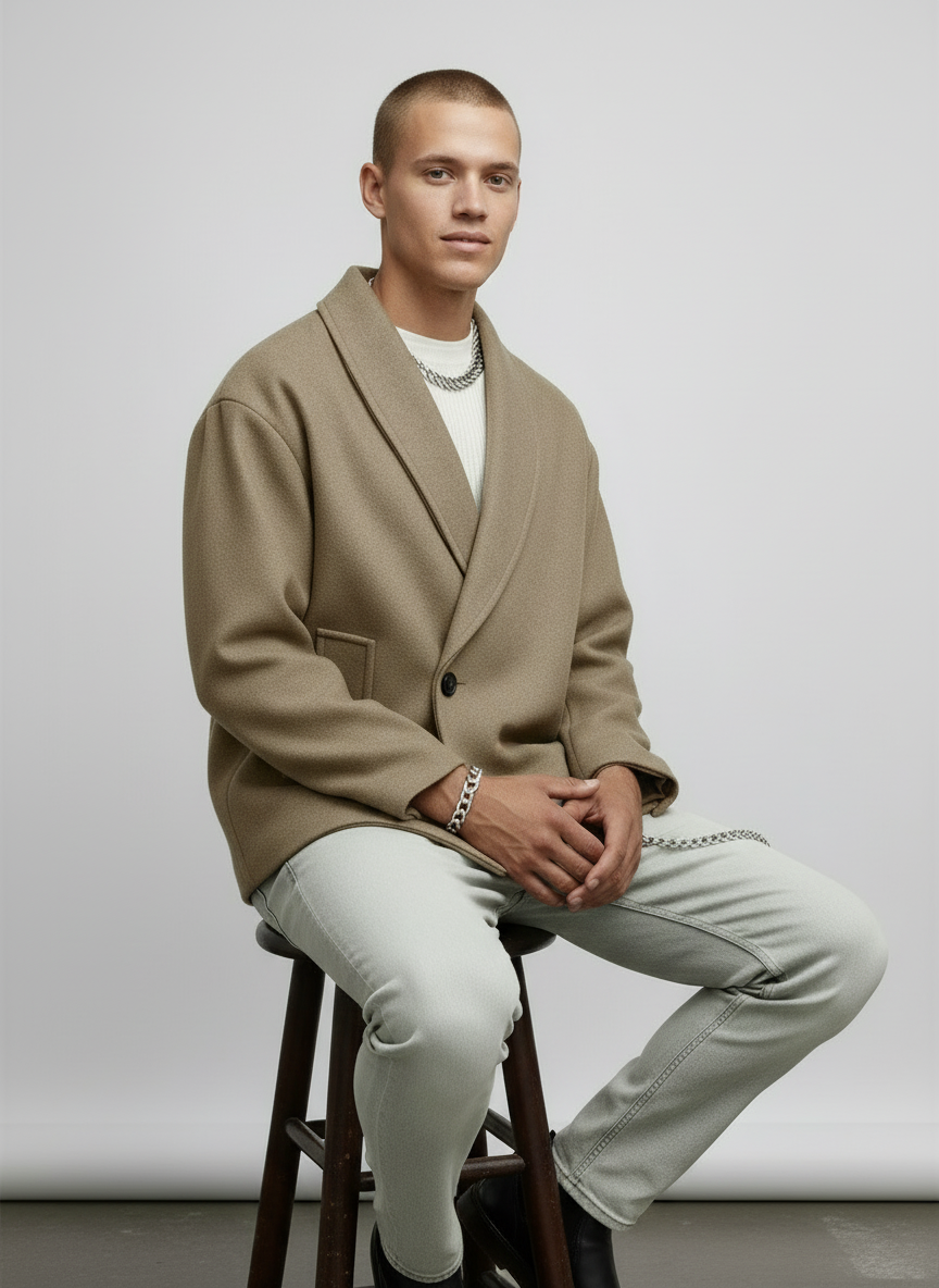 Image of Luke | Men's Shawl Collar Short Jacket