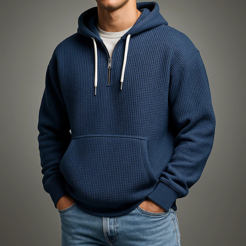 Image of Luther | Men's Half-Zip Waffle Knit Hoodie
