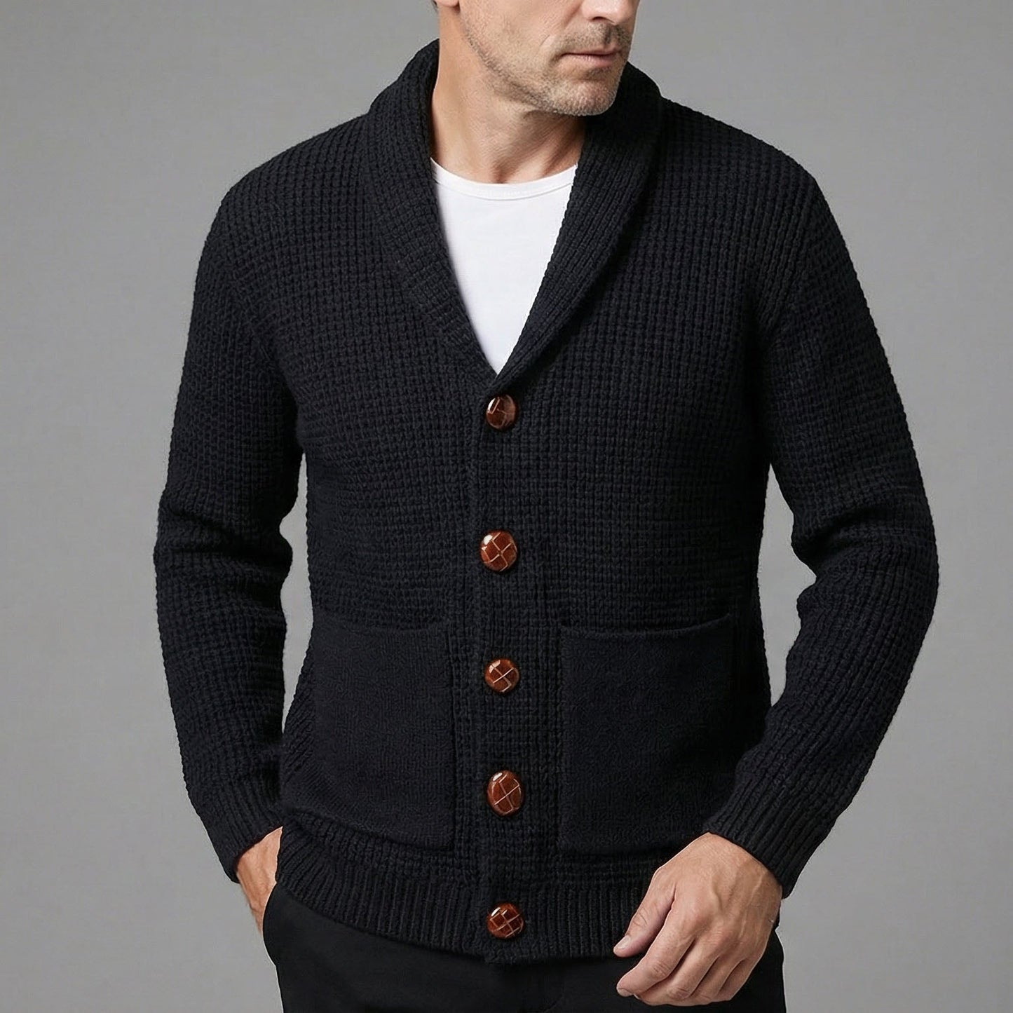 Image of Luther | Men's Shawl Collar Cardigan Sweater