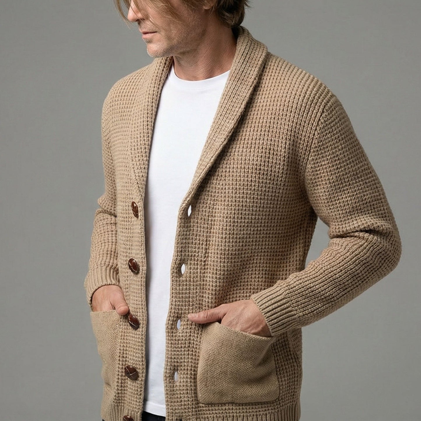 Image of Luther | Men's Shawl Collar Cardigan Sweater