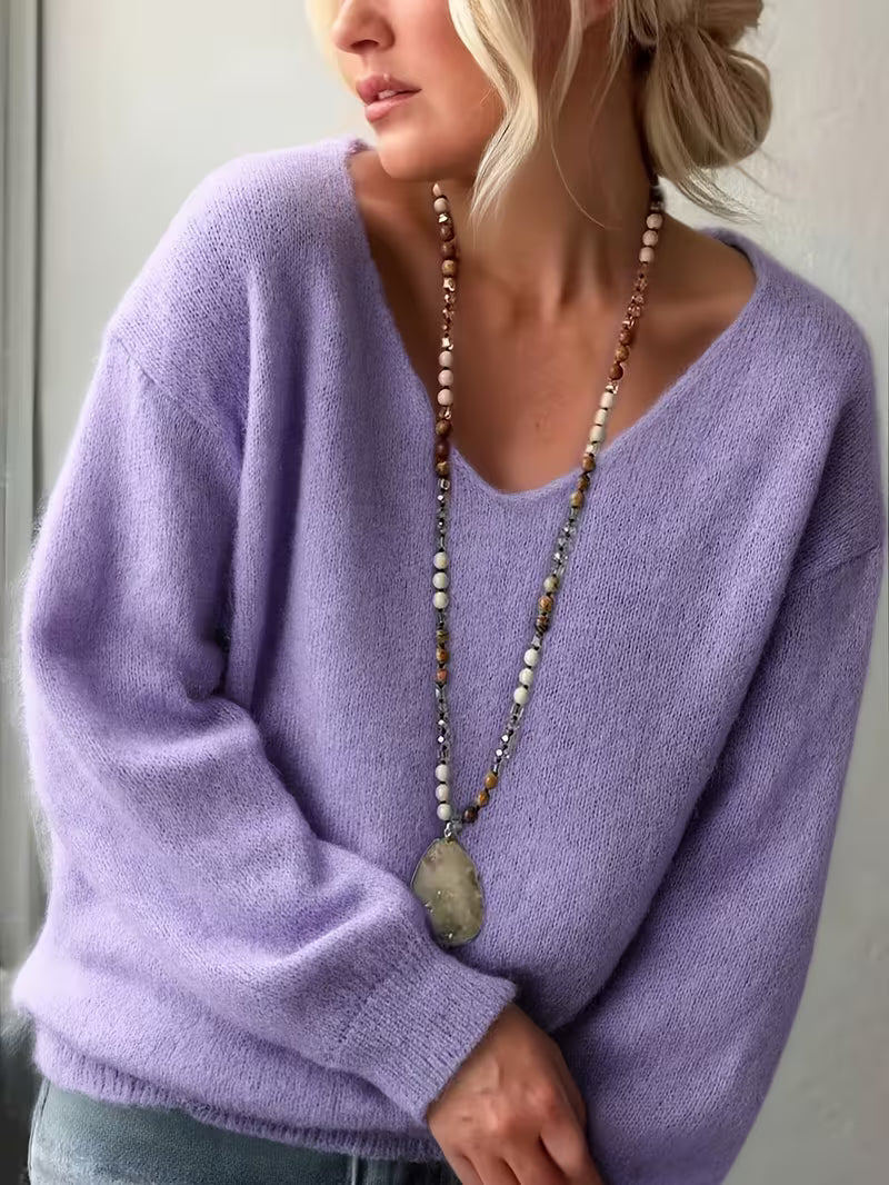 Image of Mackenzie | Women's V-Neck Relaxed Fit Sweater