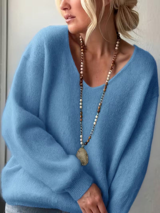 Image of Mackenzie | Women's V-Neck Relaxed Fit Sweater