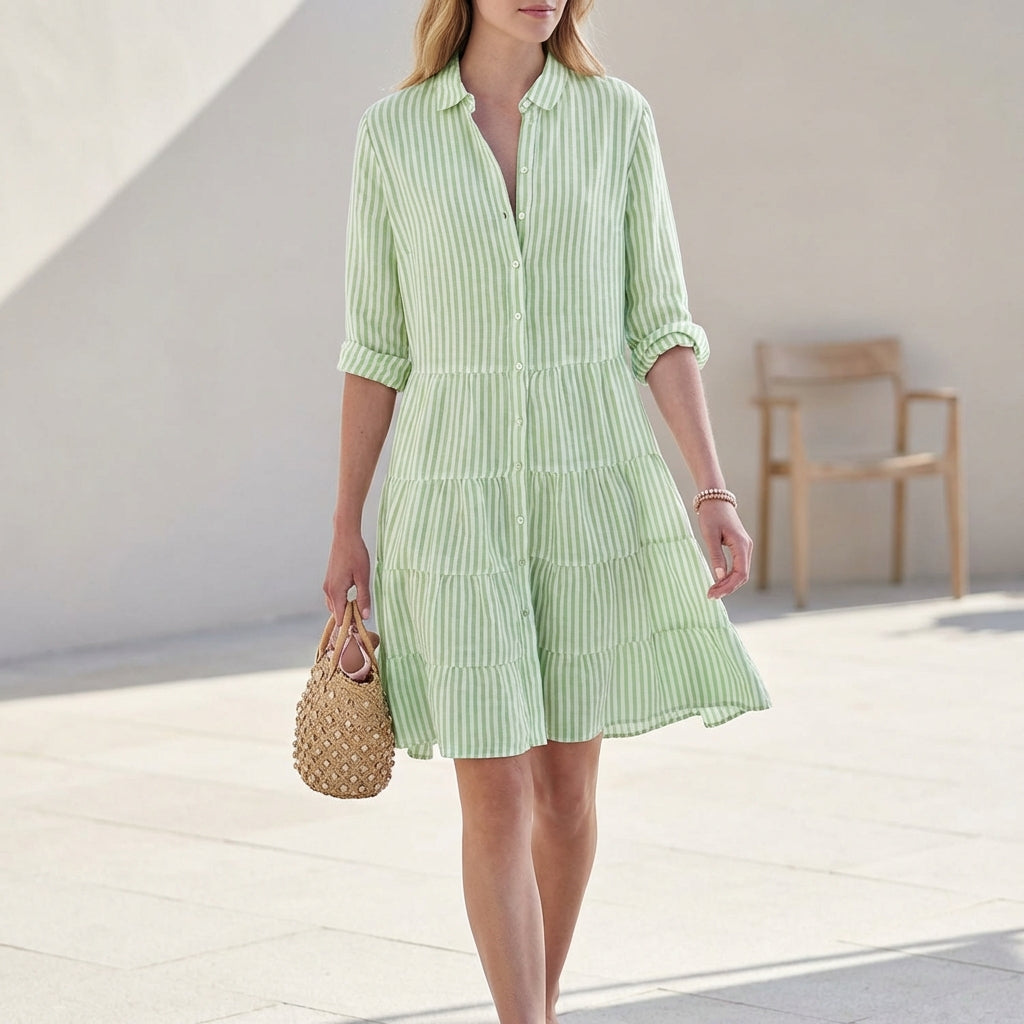 Image of Madison | Women's Button-Down Tiered Mini Dress