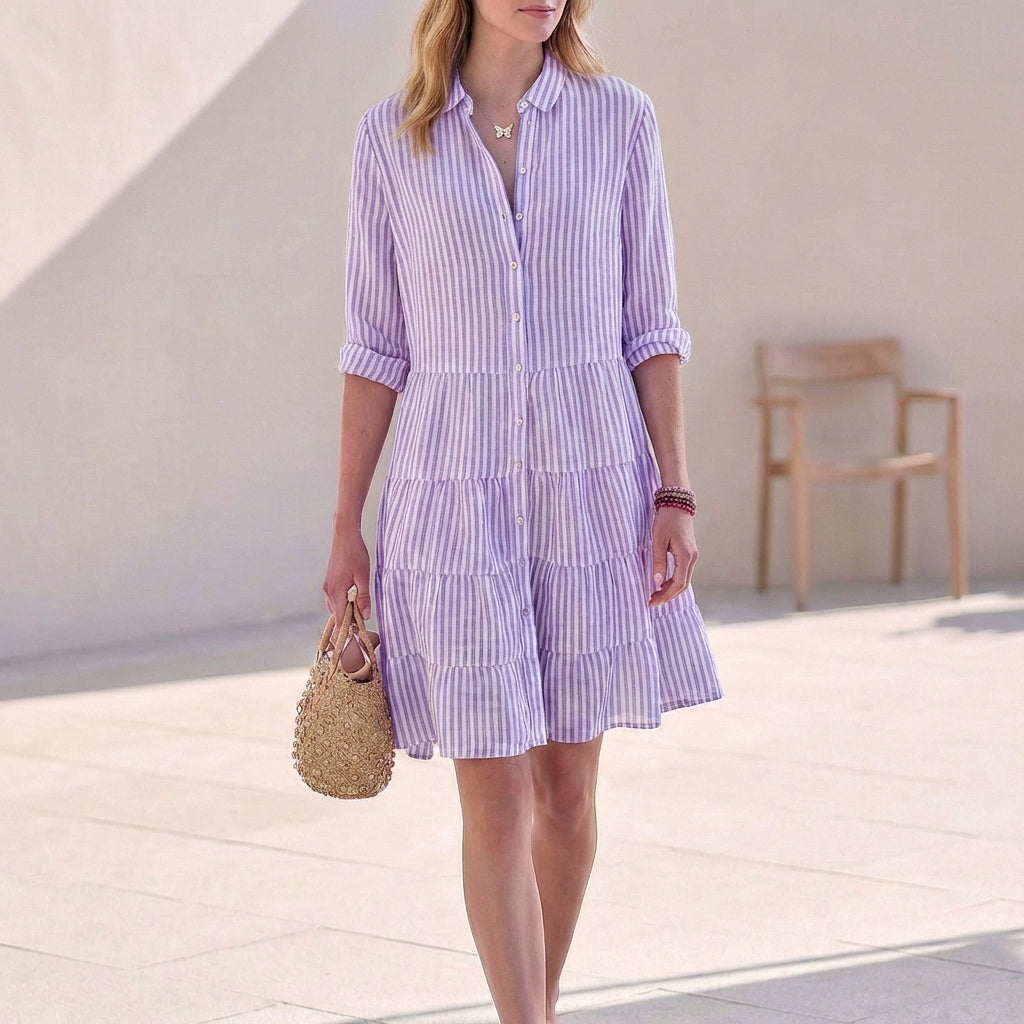 Image of Madison | Women's Button-Down Tiered Mini Dress